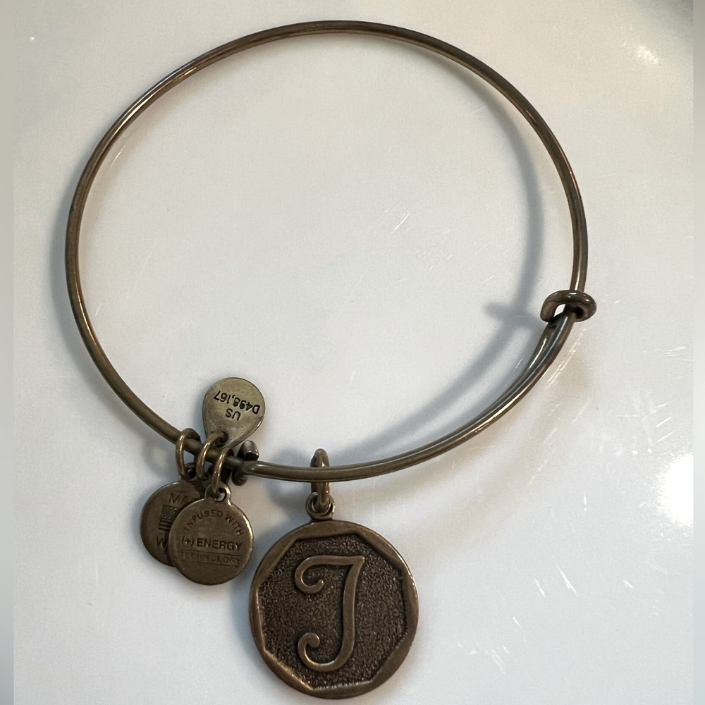 Alex and Ani gold “T” charm bangle
